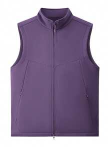 NBCT Women's Solid Color Zipper Casual Versatile Daily Outdoor Vest Jacket - Interstellar Purple - View 3
