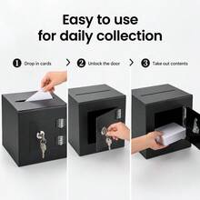 Black Wall‑Mounted Acrylic Donation Box With Lock Keys, Top Slot For Suggestions & Voting - Acrylic--15x15x15cm - View 4