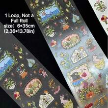 35cm/Loop Cute Japanese Fantasy Forest Die Cut Dispensing Sticker DIY Deco Card Journal Scrapbooking Photo Card Phone Case Collage Supply - Black - View 8