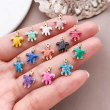 5pcs 18K Golden Plated Enamel Turtle Charms Sea Tortoise Animal Pendants For DIY Bracelet Necklace Earring Ocean Theme Jewelry Making Findings - Multicolor - View 3