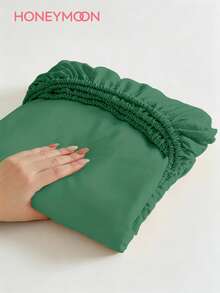 HONEYMOON 1pc Soft Comfortable Solid Color Fitted Sheet, Bed Cover Protector, Lightweight Breathable, 9.84 Inch/25cm Deep Pocket, Machine Washable, Fits All Bed Sizes, Suitable For Dorms And Guest Rooms (Pillowcase Not Included), Back To School Dorm Essential, Bedding, Mint Green - Deep Mint - View 1