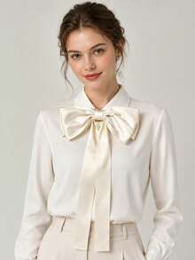 1pc Fashion Casual Versatile Women's Minimalist Solid Color Oversized Bowknot, Suitable For Banquet And Party Matching - Multicolor - View 8