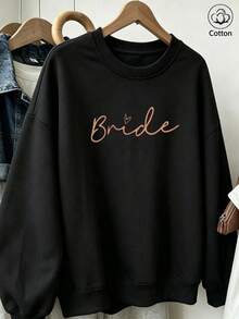 Women's Crew Neck Sweatshirt, Travel Pullover, Cotton Top, Women's Autumn/Winter Basic Sweatshirt - Black - View 1