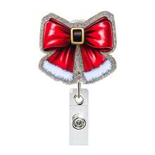 1pc Christmas Retractable Badge Reel, Bow Stethoscope Pattern Retractable Card Holder Clip, Suitable For Nurses, Doctors, Teachers, Back To School, Halloween, Christmas - A - View 15