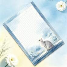 1 Set, 30 Sheets Cute Cat Themed Letter Paper, Cat Print Letter Paper, Kawaii Letter Paper - Rectangle - View 3