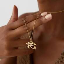 Gold Ankh Cross Necklace, Egyptian Style Jewelry, Gold Horus Eye Pendant, Spiritual Protection Necklace, Faith Symbol Gift For Women - Gold - View 2