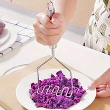 2Pcs 26cm/10.24in Heavy‑Duty Rust‑Resistant Stainless Steel Potato Masher Set, Minimalist Kitchen Gadget, Wave & Round Hole Shape Manual Food Crusher With Hanging Loop, For Baby Food Making Home Cooking Restaurant Prep Vegetable Fruit Mashing - Multicolor - View 11