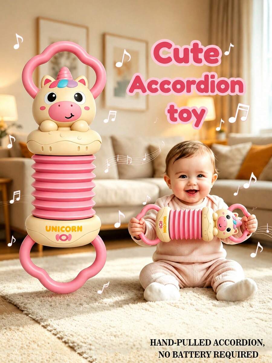 Fun Cartoon Handheld Accordion Toy, Cute Animal Musical Instrument, Suitable For Infants And Toddlers, Enhances Children's Hand-Eye Coordination And Grip Ability, Perfect Birthday Gift, Holiday Gift