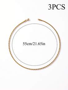 1pc/2pcs/3pcs Fashion Street Simple Style Stainless Steel Men's Chain - Yellow Gold - View 22