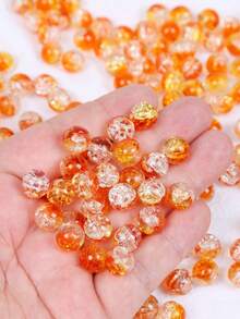 20/50/100pcs Halloween Glass Beads For Jewelry Making Accessories, 10mm Sparkling Gradient Explosion Glass Bead For DIY Earrings Bracelets Necklace - Orange - View 4