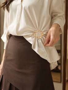 1/5pcs Women's Round Metal T-Shirt Collar Clip, No-Sew Shirt Hem Shortening Ring, Waist Cincher Buckle And Scarf Slide Buckle, Alloy Clothing Corner Fixing Buckle, Suitable For Loose Tops, Shirts, Dresses And Daily Outfit Styling, Waist Tightening Clip - Multi-color - View 3