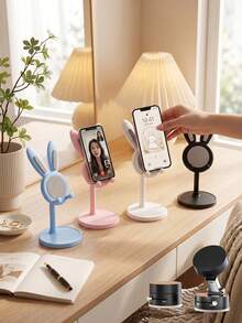 4/1pc Cute Rabbit Adjustable Phone Stand | Aesthetic Rabbit Desktop Phone Holder | Hands-Free Anti-Slip Phone Stand | Room Decor And Student Daily Essential Gift, Phone Stand - Color - View 11