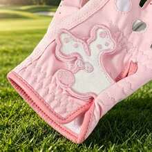 Sarung Tangan Golf Wanita Warna Pink, Sepasang, Anti Selip, Bernapas, Tahan Lama, Modis - Berwarna merah muda - View 7