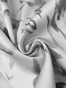 Women's Floral Print Bell Sleeve Satin Long Sleeve Dress - Grey - View 9