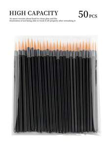 50pcs/Pack Disposable Nail Art Liner Brushes, Multi-Functional Fine Tip Color Filling Brushes, No-Wash Gel Nail Brushes, Disposable Nail Art Tools For Nail Salons, Suitable For Home DIY Nail Design Beginners - Black - View 5