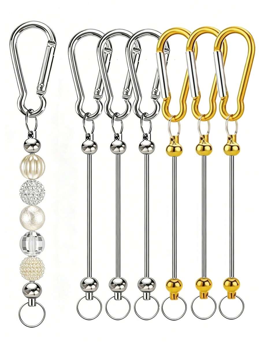 6/12pcs Blank Key Rings, Key Chains DIY Multi-Function Men's Novelty Keychains DIY Beaded Keyring Set, Key Ring Chain, Handmade DIY Beaded Keyring DIY Craft Keyring Rod For Handmade Blank Key Chain DIY Gifts - Keychain Accessory Kit - View 1