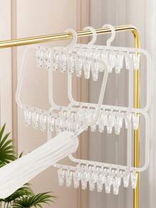 Space Saving Clip Hangers, Multifunctional Laundry Drying Rack With Clips, Hanging Organizer For Socks, Underwear, Shoes, Pants & Small Items, Closet, Bathroom, Dorm & Home Storage - White - View 1