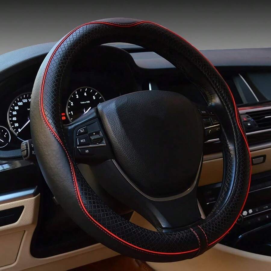 Car Steering Wheel Cover With Inner Ring: Universal Size 14.5-15inch, Premium Leather, Comfortable Grip, Long-Lasting Protection For Your Steering Wheel - Multiple Colors Available - Multicolor - View 1