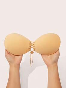Front Lace Up Sticky Bra Strong Adhesive Invisible Push Up Strapless Backless Lightweight Seamless Reusable Gathering Lift Women Intimates Accessories - Multicolor - View 3