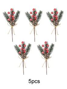 10/5/1pc Artificial Red Berry Branches, Plant Bouquet With Pine Branches And Jute Rope Bow, Suitable For Garden, Balcony, Yard Decoration, Wedding, Mother's Day, Christmas Tree Decoration, Bouquet Wreath, Holiday Decoration, Ideal For Home, Hotel And Holiday Scenes - Multicolor - View 12