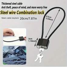 1pc Heavy Duty Steel Cable Lock | Waterproof & Rust-Proof Security Padlock, Suitable For Helmet, Luggage, Gym Locker | Flexible Multi-Purpose Combination Lock | Dorm & Travel Essential - Multicolor - View 13