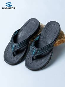 HOBIBEAR Men's Outdoor Flip Flops, Non-Slip Arch Support Thong Sandals, Breathable Hollow-Out Beach Shoes For Summer - Blue - View 5