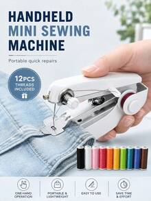Portable Mini Sewing Machine, Handheld Manual Simple Sewing, Portable Fast Sewing Tool, Suitable For Clothing And Curtain Repair, Suitable For Beginners, Travel, Home, Dorm, DIY Sewing Tool - Multicolor - View 2