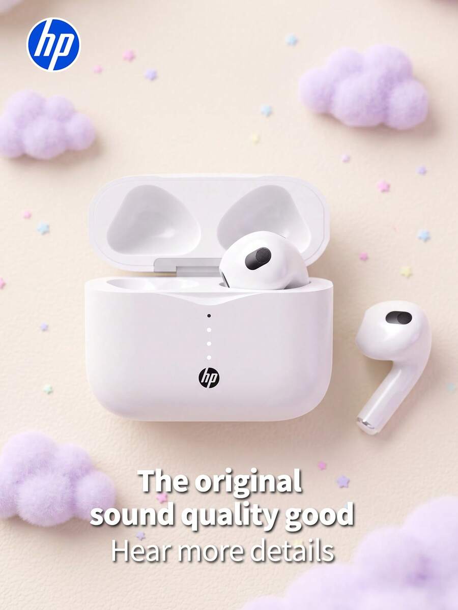 HP-H23ASE Wireless Semi-In-Ear Bluetooth Earphones, Bluetooth 6.0 Type-C Charging, Call Noise Reduction, Compact And Portable, Comfortable To Wear, Suitable For Sports And Running, Compatible With Phone/Tablet/Laptop, Apple White