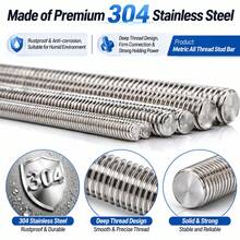 5PCS Stainless Steel Threaded Rod, 304 Grade All Thread Stud Bar M3 M4 M5 M6 M8, 250mm Fully Threaded Rod For DIY Hardware And Repair - Stainless Steel Threaded Rod - View 3