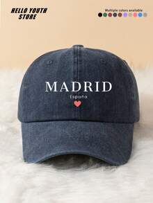 1pc Spanish Madrid Pattern Baseball Cap, Lightweight, Comfortable With Sweat-Absorbing And Sun-Protection Multifunctional Baseball Cap, Washed Vintage Hat, Suitable For Daily Outings And Everyday Use, Daily Outfit Decorative Hat - Madrid, Spain - View 10