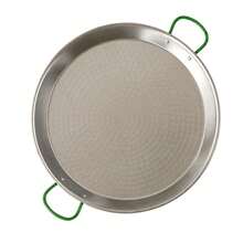 Polished Steel Paella Pan 34 Cm For 6 Servings, Traditional Pan With Green Handles For Rice And Stews, Durable Cookware, 34.5x44.5x5 Cm - View 9