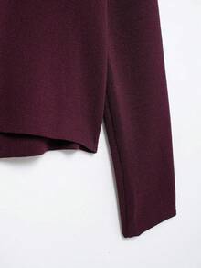 YROOE Women's Medium Magenta V-Neck Asymmetric Placket Diagonal Button Long Sleeve Cropped Knit Cardigan Autumn/Winter - Red Violet - View 7