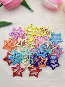 10/20/30/40/50pcs Random Color Y2K Girls Mixed Star-Shaped 3CM Hair Clips, Simple Fashionable Five-Pointed Star Hair Accessories, Suitable For Daily Life, School And Outdoor Activities - Multicolor - View 4