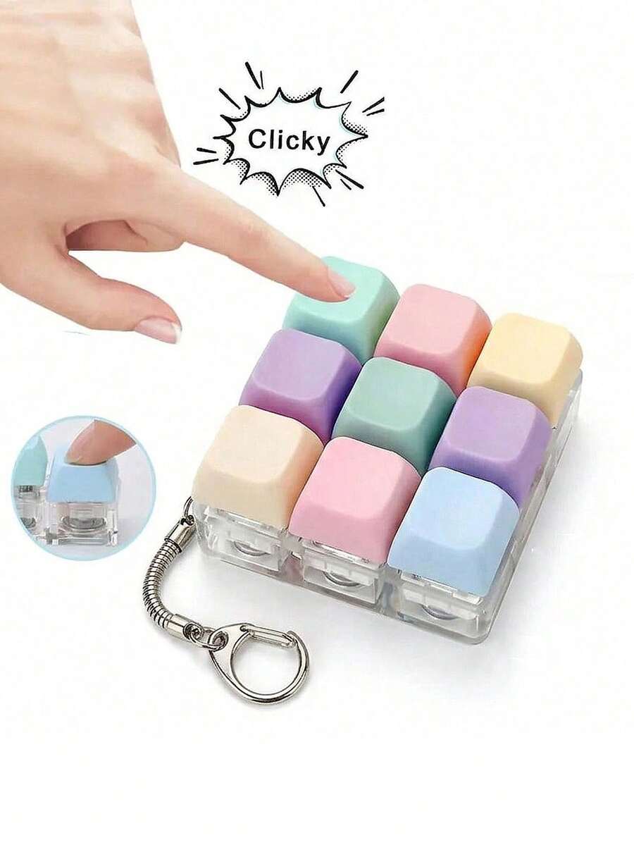 1 Set Keyboard Cube Stress Relief Button Toy, Creative Keyboard Pendant Bag Decoration, Car Keychain, Bag Charm, Keychain Accessory, Keyboard Shape, Adult Fingertip Keychain, Pressure Sensing Keychain, Soothing Keychain, Focus Relaxation Zipper Keychain, Birthday Gift, Party Favor, Holiday Gift. Gothic Y2K Style Lanyard With ID Card Holder, Car Accessory, Bag Decoration (Please Note Keyboard Does Not Light Up)
