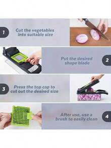 1pc Vegetable Onion Chopper, Multi-Function Vegetable Cutter, Food Processor, Onion Chopper With Strainer Basket, Carrot Garlic Chopper With Container, Kitchen Tool, Kitchen Accessory, Suitable For Home/Restaurant Fast Processing - White - View 4