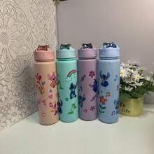 Disney 1pc Cute Cartoon Water Cups, Leak-Proof Plastic Sports Water Bottle, Cute Personalized Gift, Suitable For Outdoor Hiking, School, Office, Perfect Gift - Multicolor - View 7