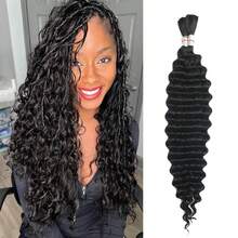 110g 2 Bundles/Pack Human Braiding Hair For Boho Braids Human Curly Boho Hair For Braiding Knotless Deep Wave Bulk Bohemian Natural Black Color - Natural Black - View 13