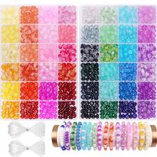 1200pcs 48 Colors Rondelle Beads For Jewelry Making, Abacus Glass Beads For Bracelets, 5x8mm Gemstone Spacer Rondelle Glass Beads Bracelet Making Kit, DIY Crafts Gifts - A - View 9