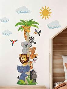 1pc Cartoon Animal Pattern Wall Sticker, Cartoon PVC Wall Decal For Home Decoration,Stickers,Wall Decal, Vinyl Decal For Home Decorations,Spring Decoration Items Refresh Your Home,Rama Decoration Stickers Gifts Birthday Graduation - Multicolor - View 2