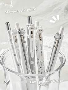 4 Boxes Cute Rabbit Shape Retractable Neutral Pens, Quiet Press Fast-Drying Black Ink Pens, CS Nib, Aesthetic Design 0.5mm Water-Based Pens, Suitable For Students Exams And Notes, School Supplies, Back To School Season - Multiple Options Available - View 3