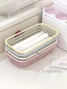 1pc Mini Storage Baskets, Smooth Edge Reinforced Metal Wire Mesh Organizer Baskets, Suitable For Teachers And Artists, Desktop Storage Boxes For Organizing Painting Tools, Toiletries And Daily Sundries, Suitable For Office, Bedroom Or Home Storage - Multicolor - View 5