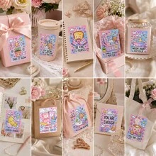 10pcs Pink Aesthetic Friendship Quote Stickers Cute Bestie Decals For Scrapbooking Bottle Gift DIY Decor - 10Pcs - View 1