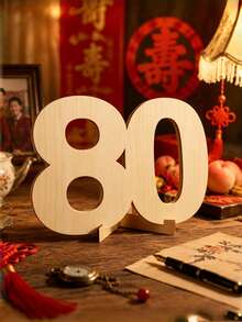 Wooden Number Decor, Birthday Party And Anniversary Props, Signable Wooden Sign, Wooden Greeting Card, Tabletop Decor, Birthday Decoration, Birthday Name And Age - Number 80 - View 1