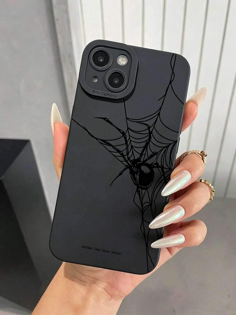 時尚個性化黑色蜘蛛網印花手機殼,適用於 iPhone 18/18 Pro/18 Pro Max/17/17 Pro/17 Pro Max/16/16 Pro/16 Pro Max/15/15 Pro/15 Pro Max/14/13/12/11 - 黑色 - 查看 1