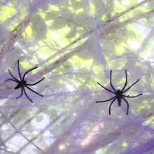 1pc Halloween Spider Web Decoration, Includes Realistic Spider, Super Elastic Spider Web, Suitable For Halloween Indoor And Outdoor Decor - Multicolor - View 4