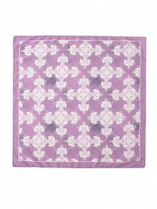 1pc Simple Printed 70cm Square Bandana, New Spring/Autumn Women's Versatile Belt, Bag Decor, Ribbon, Headscarf, Headband, Fashion Scarf - Mauve Purple - View 4