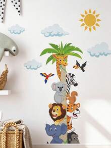 1pc Cartoon Animal Pattern Wall Sticker, Cartoon PVC Wall Decal For Home Decoration,Stickers,Wall Decal, Vinyl Decal For Home Decorations,Spring Decoration Items Refresh Your Home,Rama Decoration Stickers Gifts Birthday Graduation - Multicolor - View 8