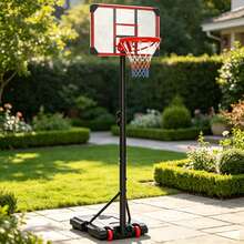 Height‑Adjustable Portable Basketball Hoop Stand, 178‑208cm Free‑Standing Basketball Net System, Mobile Basketball Goal For Outdoor Garden Backyard Driveway - Red - View 4