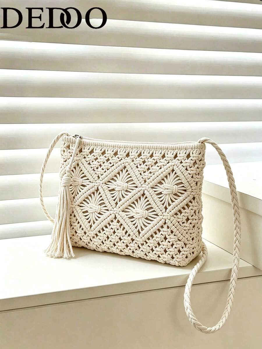 Summer Fashion Versatile Casual Handwoven Large Capacity Beach Straw Crossbody Bag