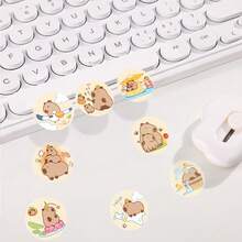 500 buah Stiker Gulung Bergambar Capybara Lucu, Bulat 1 Inci, 8 Pola Berputar, Sempurna untuk Menyegel Kotak Hadiah Kue, Kemasan Suvenir, Scrapbooking, Stiker Hadiah Anak-anak, Kemasan Kreatif, Dekorasi Kios Pasar - MultiWarna - View 3